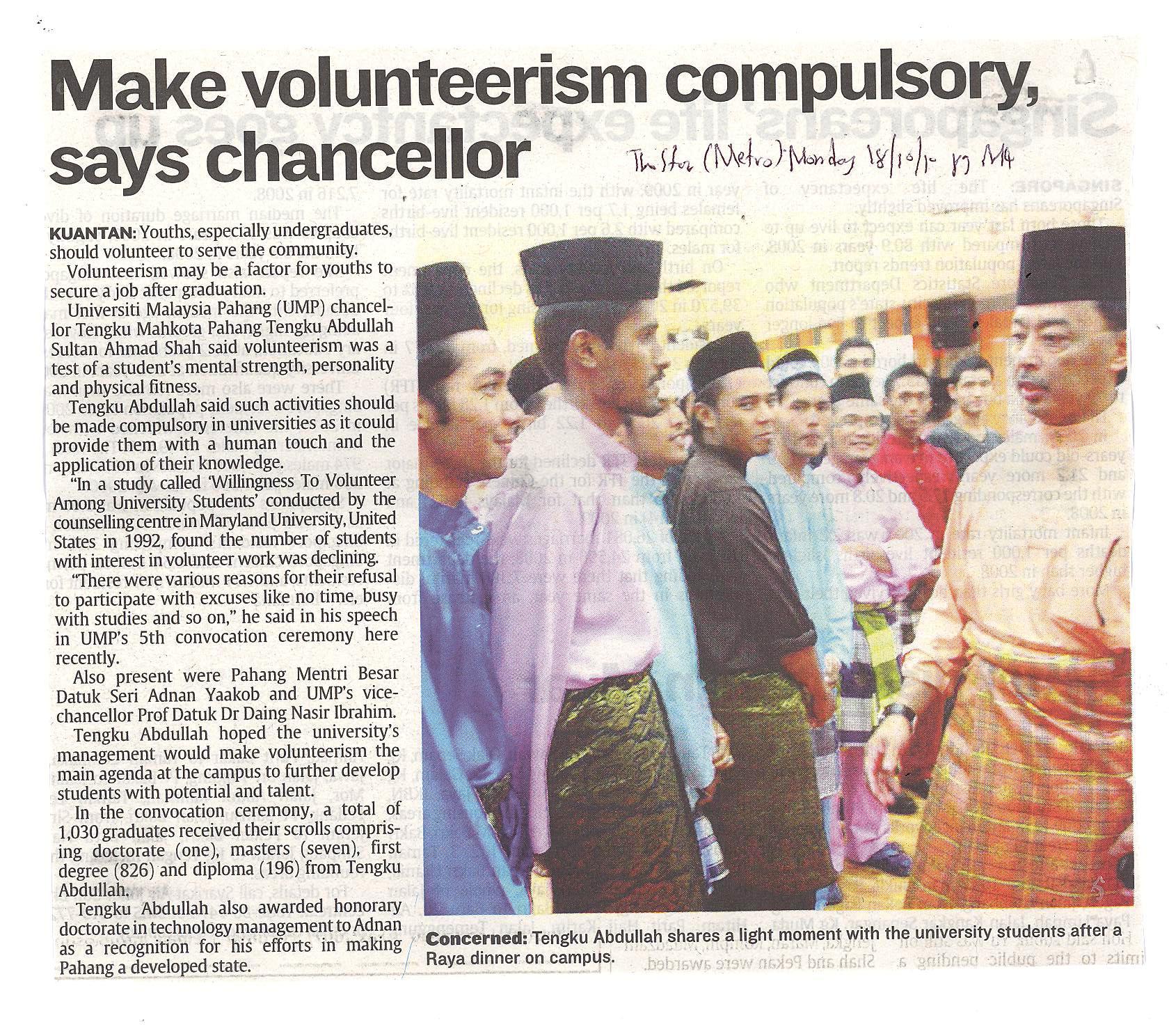 Make Volunteerism Compulsory, Says Chancellor