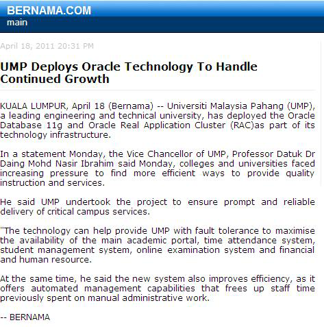 UMP Deploys Oracle Technology To Handle Continued Growth