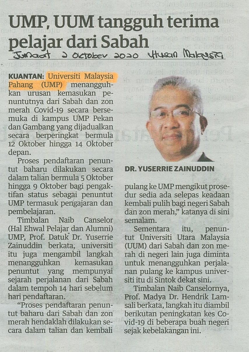 UMP, UUM tangguh terima pelajar dari Sabah