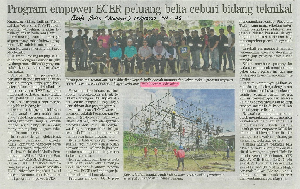 Program empower ECER peluang belia ceburi bidang teknikal