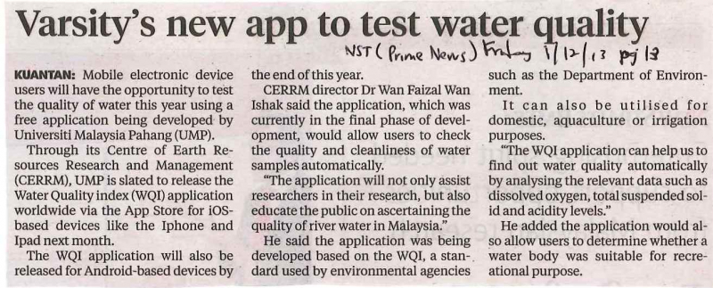 Varsity New App To Test Water Quality