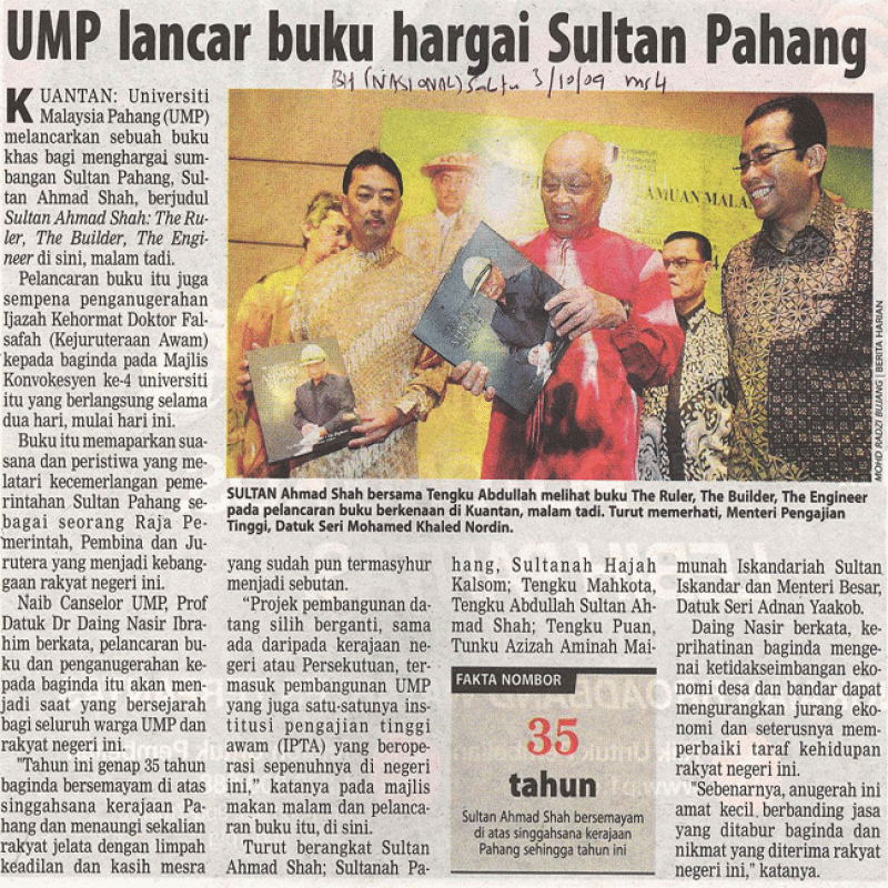 UMP Lancar Buku Hargai Sultan Pahang