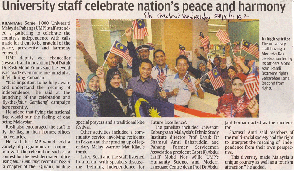 University Staff Celebrate Nation`s Peace And Harmony