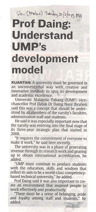 Prof Daing: Understand UMP's Development Model