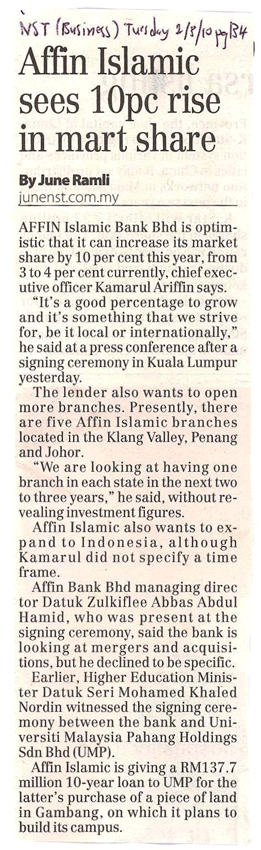 Affin Islamic Sees 10pc Rise In Mart Share