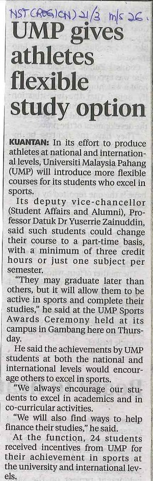 UMP Gives Athletes Flexible Study Option