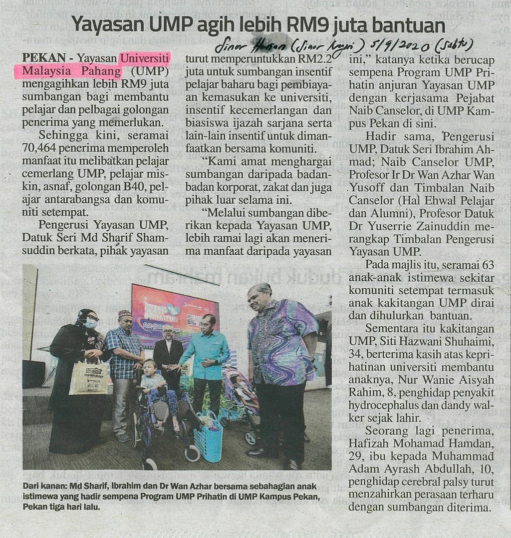 Yayasan UMP agih lebih RM9 juta bantuan 