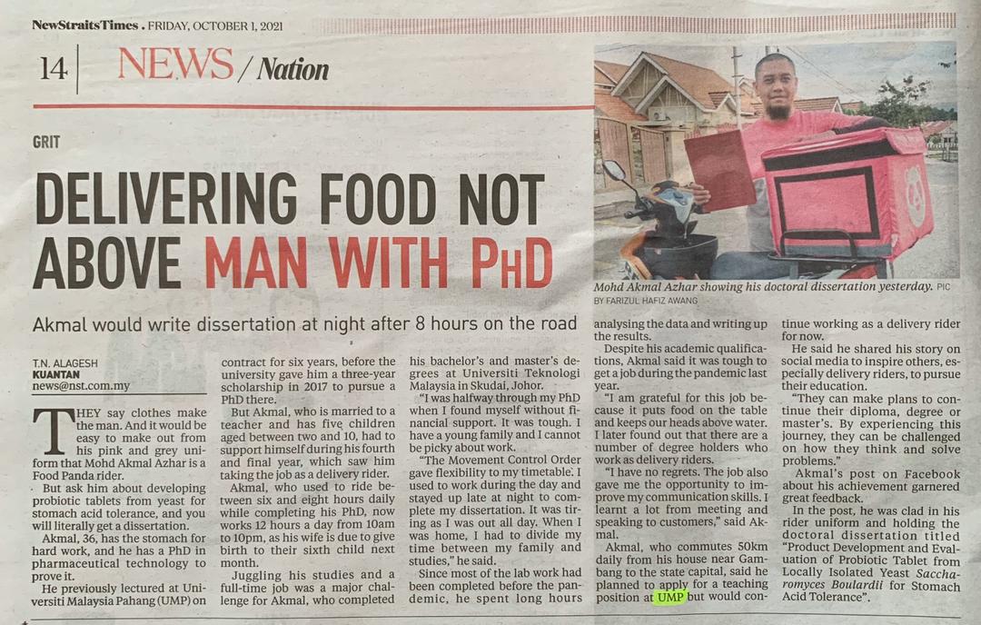 Delivering Food Not Above Man With PHD
