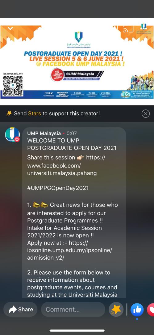 UMP Postgraduate Open Day opportunity for prospective students to further study