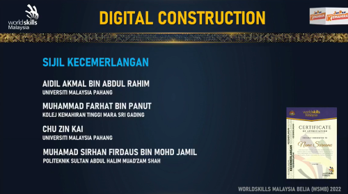 Muhammad Arif wins WorldSkills Malaysia Youth represents country in Digital Construction