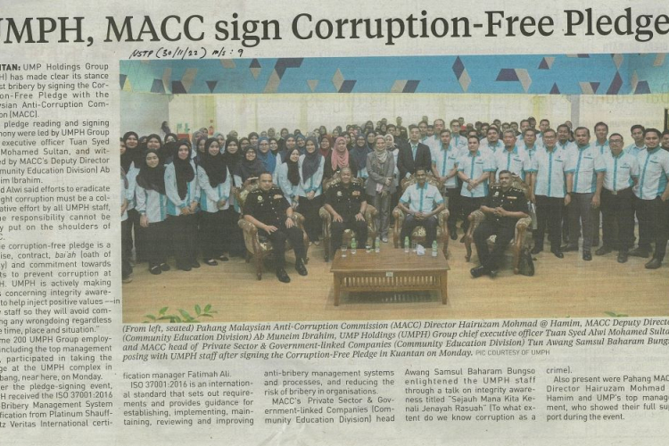 UMPH, MACC sign Corruption - Free Pledge