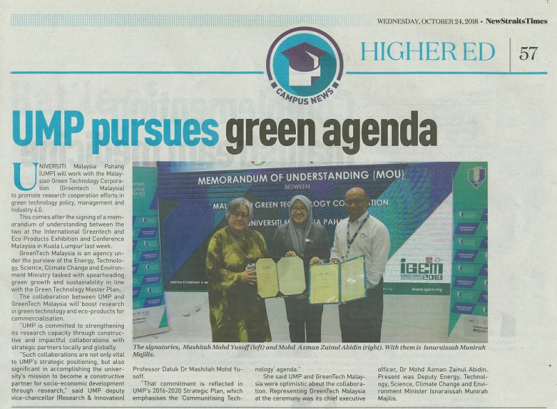 'UMP pursues green agenda