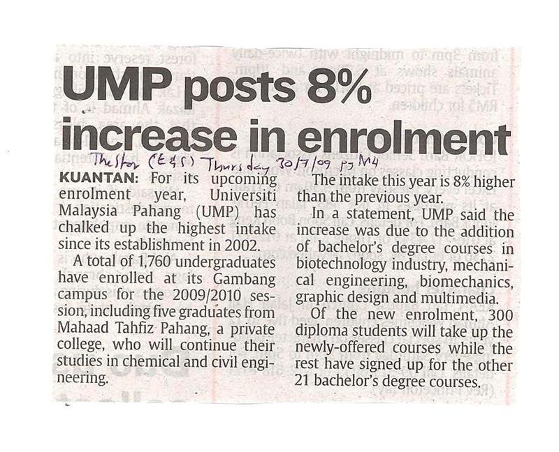 UMP posts 8% increase in enrolment