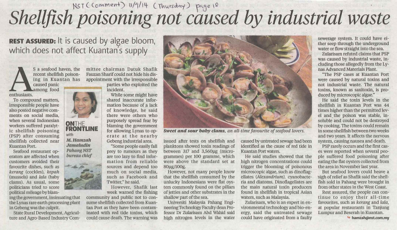 Shellfish Poisoning Not Caused By Industrial Waste