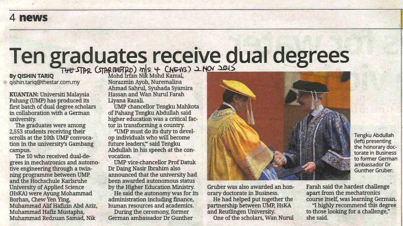 Ten Graduates Receive Dual Degrees