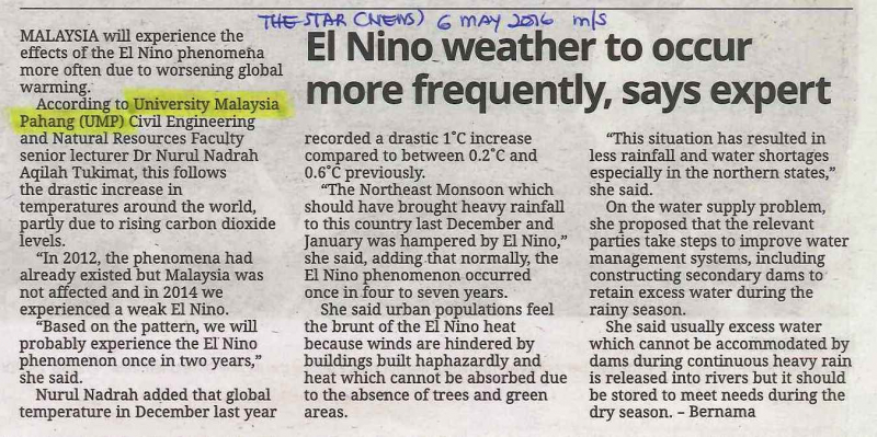 El Nino Weather To Occur More Frequently, Says Expert