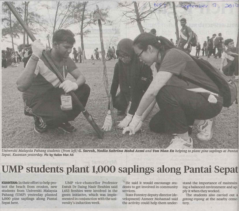 UMP Students Plant 1,000 Saplings Along Pantai Sepat