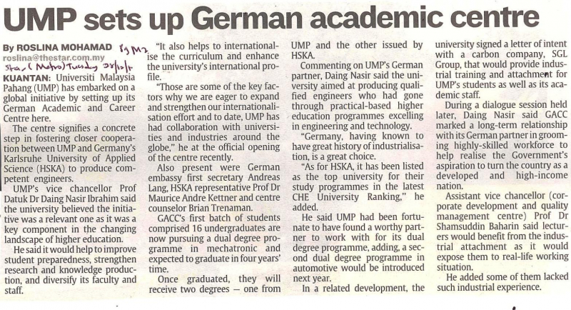 UMP Sets Up German Academic Centre
