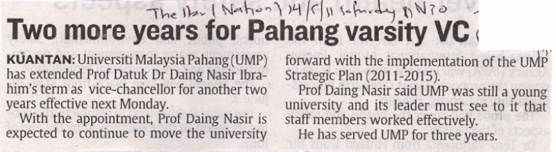 Two More Years For Pahang Varsity VC