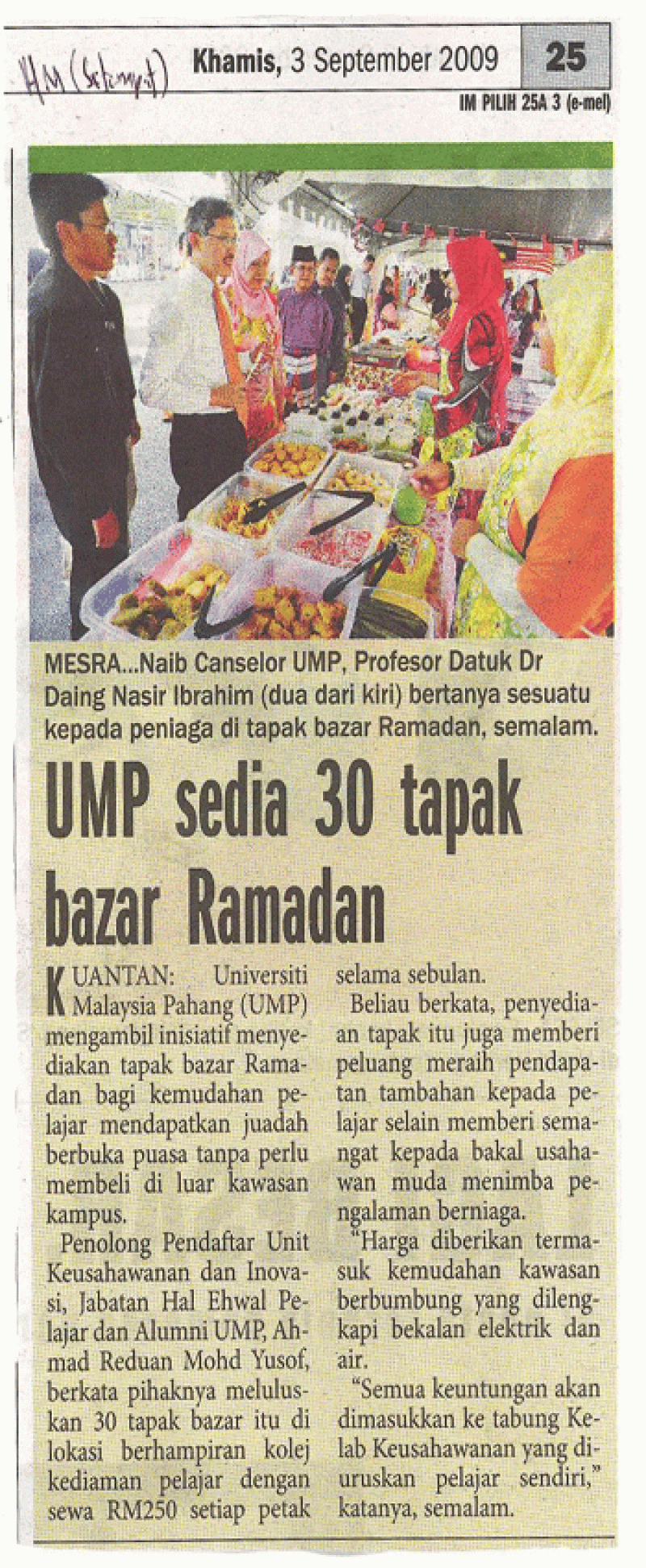 UMP Sedia 30 Tapak Bazar Ramadan