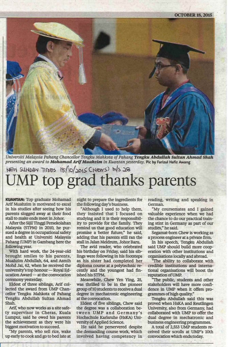 UMP Top Grad Thanks Parents
