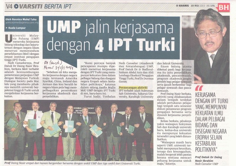 UMP Jalin Kerjasama Dengan 4 IPT Turki