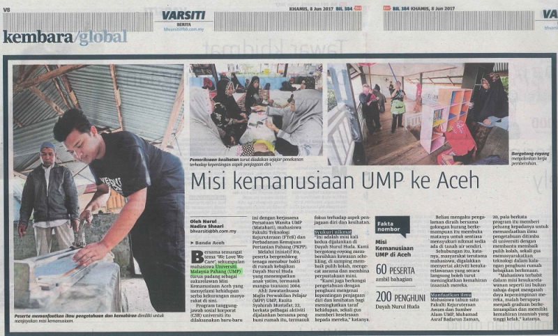 Misi kemanusiaan UMP ke Aceh