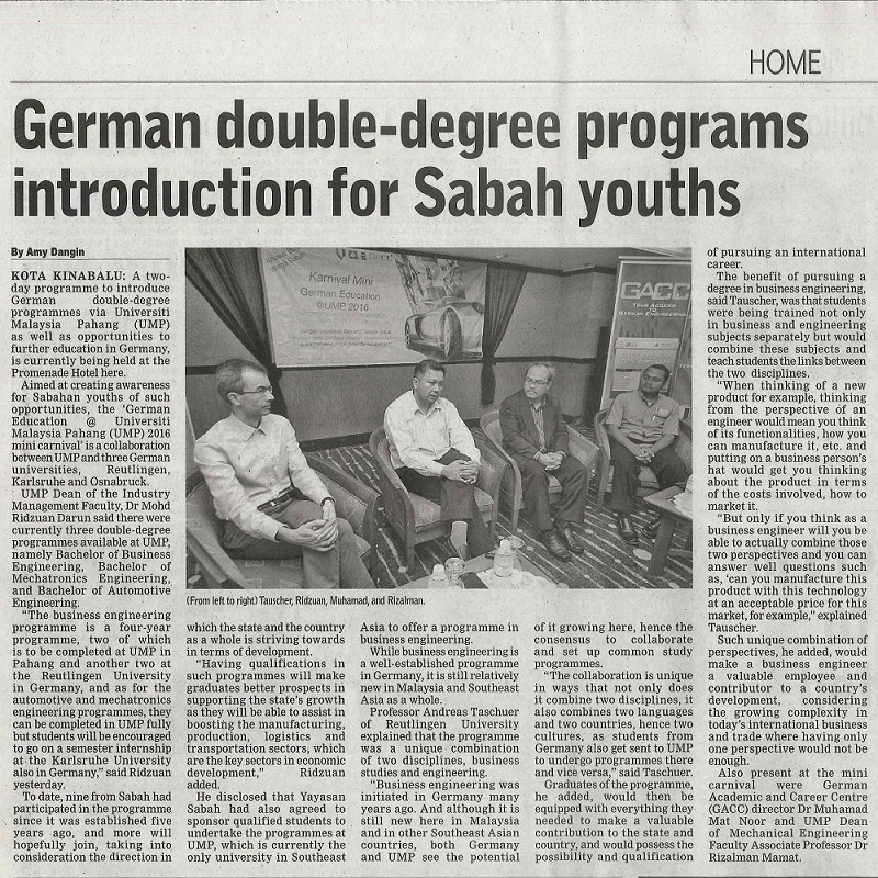 German double-degree programs introduction for Sabah youths