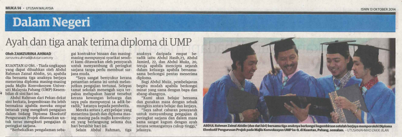 Ayah dan tiga anak terima diploma di UMP