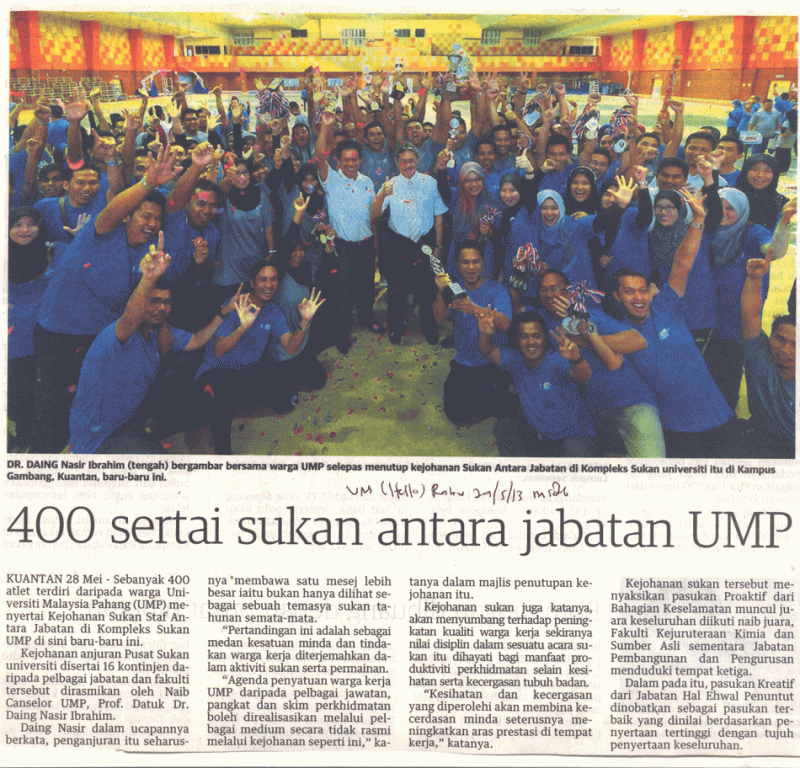 400 Sertai Sukan Antara Jabatan UMP