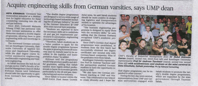 Acquire engineering skills from German varsities,says UMP dean