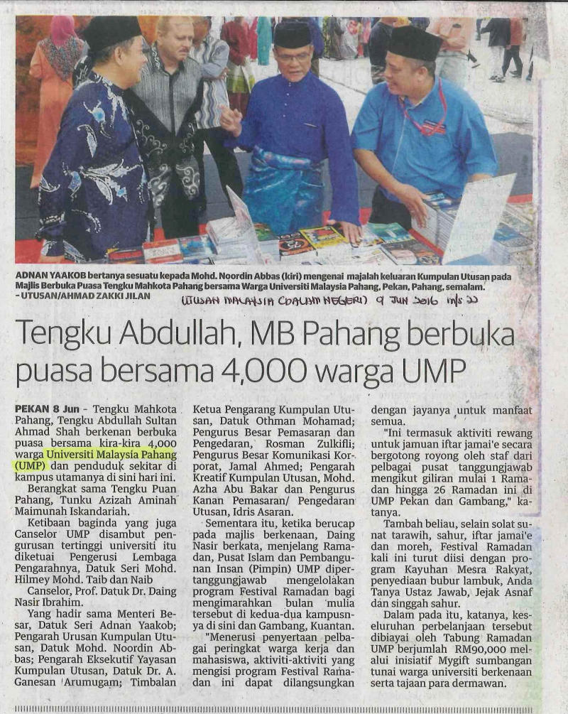 Tengku Abdullah,MB Pahang berbuka