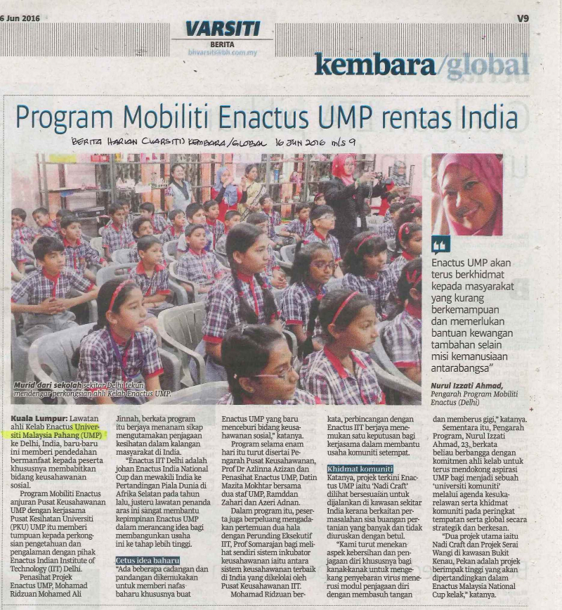 Program Mobiliti Enactus UMP rentas India