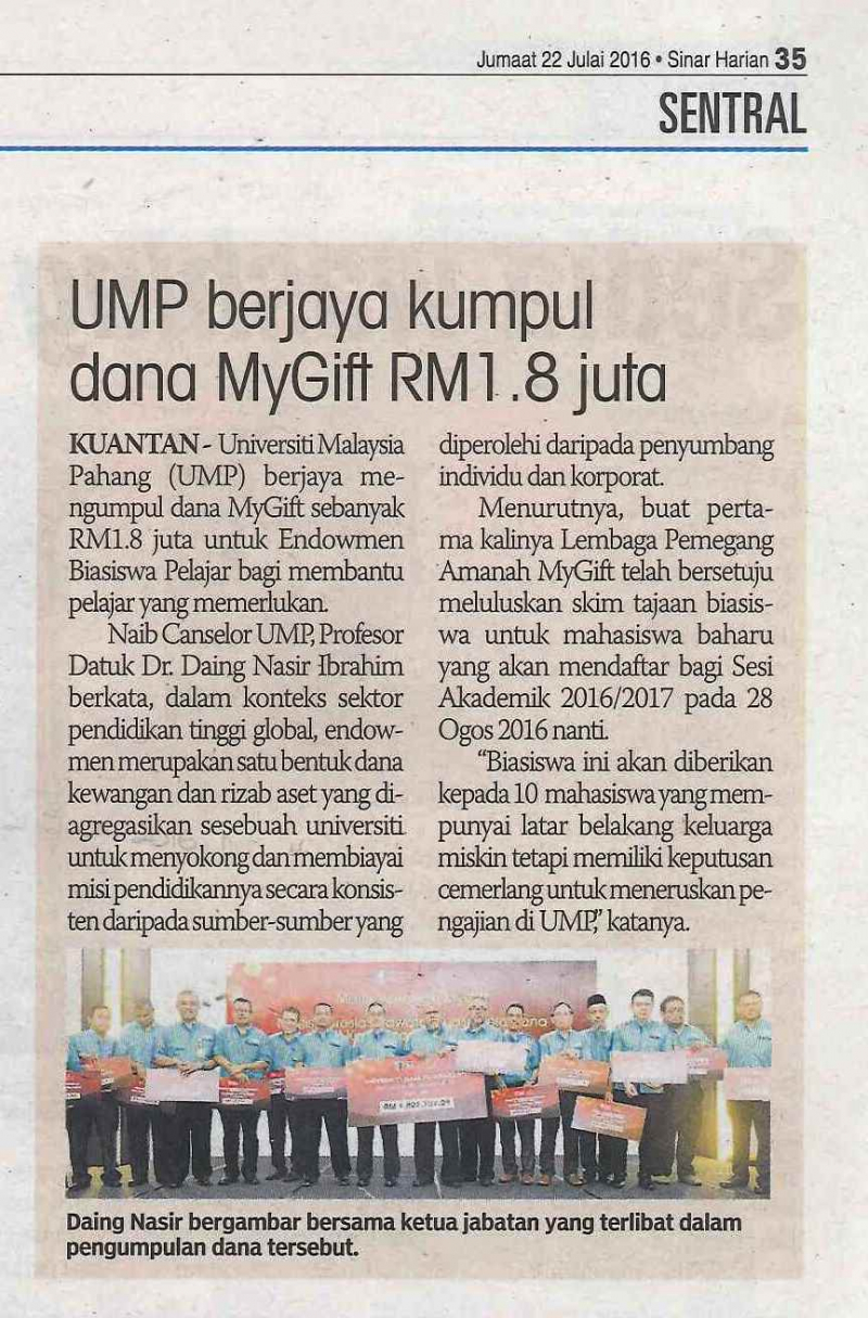 UMP berjaya kumpul dana MyGift RM1.8 juta
