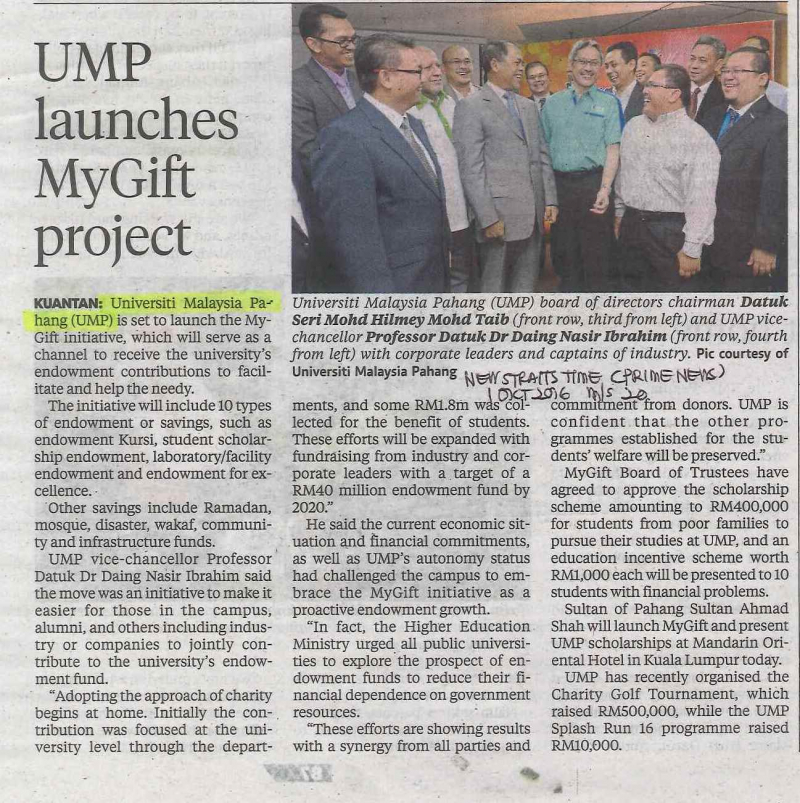UMP Launches MyGift project