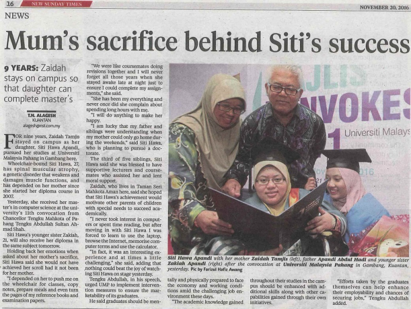 Mum's sacrifice behind Siti's success