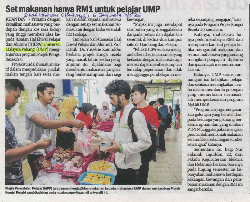Set makanan hanya RM1 untuk pelajar UMP