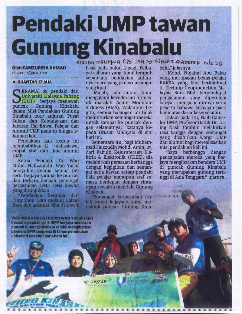Pendaki UMP tawan Gunung Kinabalu