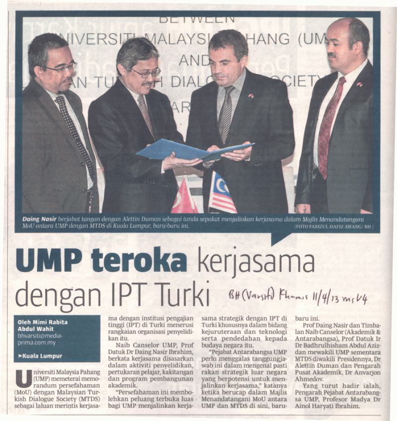 UMP Teroka Kerjasama Dengan IPT Turki