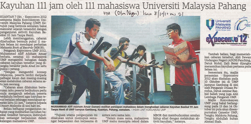 Kayuhan 111 Jam Oleh 111 Mahasiswa Universiti Malaysia Pahang