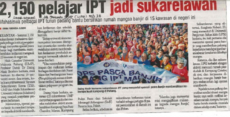 2,150 Pelajar IPT Jadi Sukarelawan