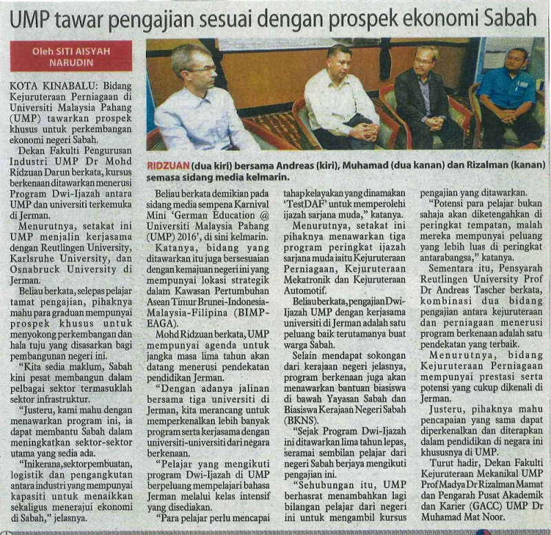 UMP tawar pengajian sesuai dengan prospek ekonomi Sabah